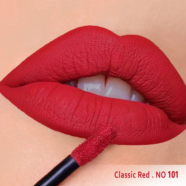 رژ لب مایع مخملی مات سرژه کد 101 (Classic Red) - Image 3